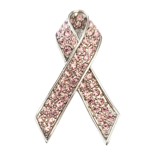 Givenchy Silver Tone Pink Rhinestone Ribbon Pin Brooch, Signed M527 - Picture 8 of 8